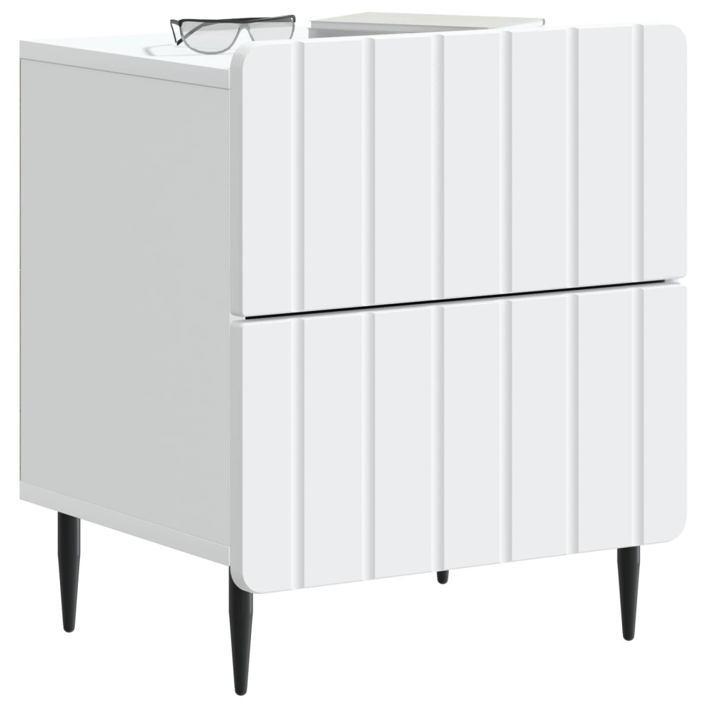 vidaXL Κομοδίνο Λευκό 43 x 34,5 x 49,5 εκ Επεξεργασμένο Ξύλο