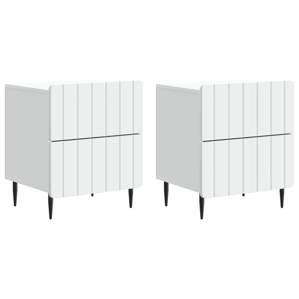 vidaXL Κομοδίνο 2 τεμ. Λευκό 43 x 34,5 x 49,5 εκ Επεξεργασμένο Ξύλο