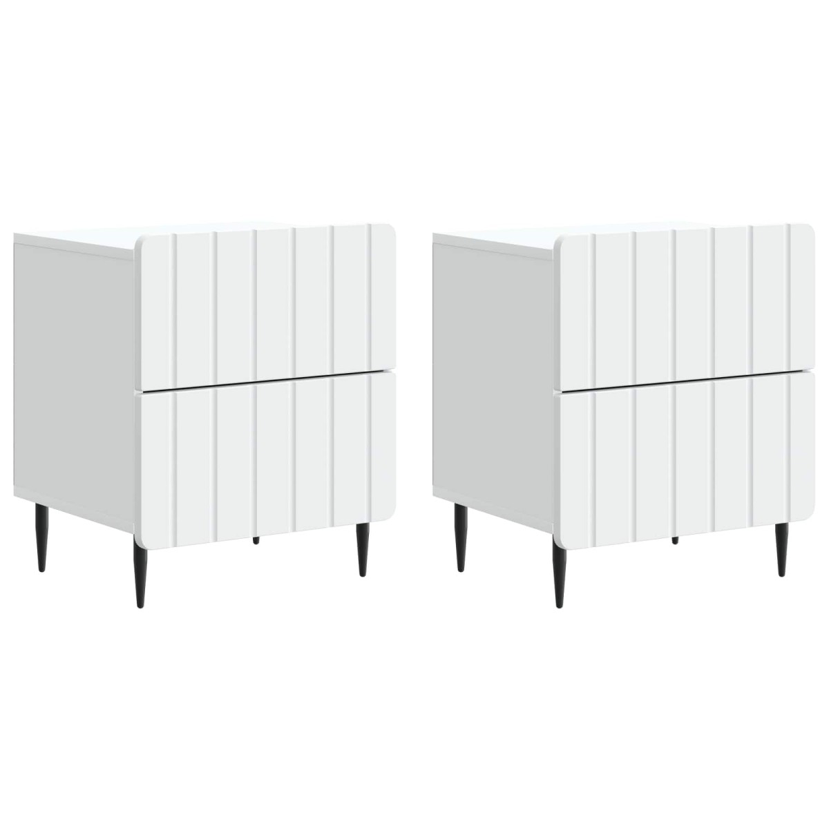 vidaXL Κομοδίνο 2 τεμ. Λευκό 43 x 34,5 x 49,5 εκ Επεξεργασμένο Ξύλο