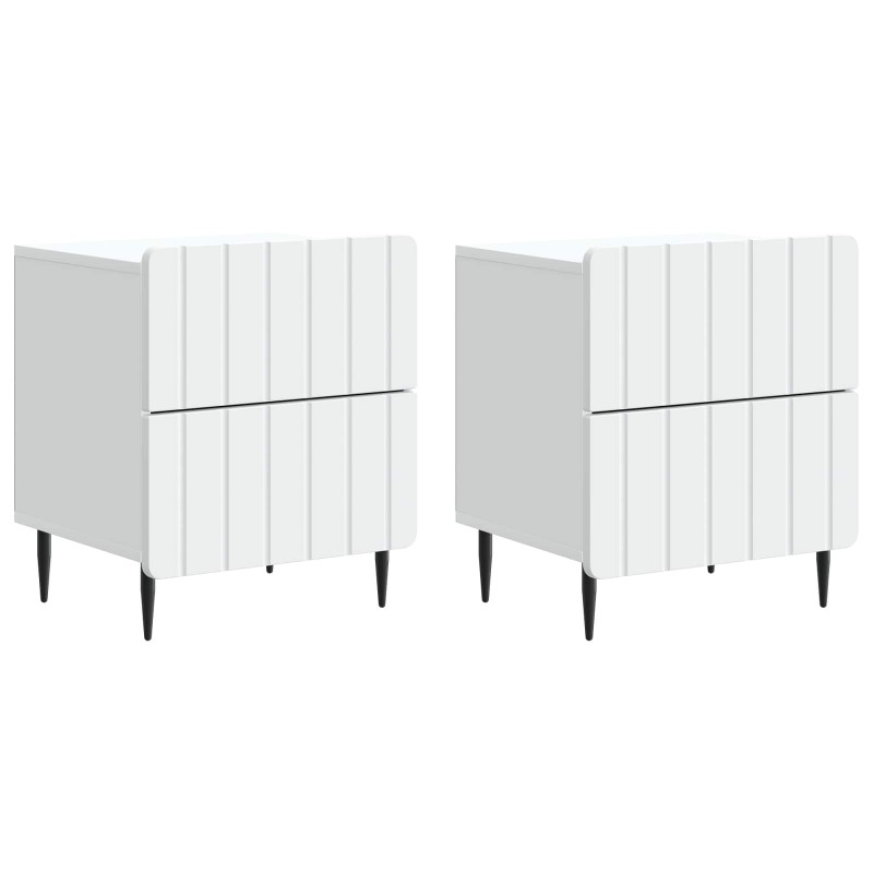 vidaXL Κομοδίνο 2 τεμ. Λευκό 43 x 34,5 x 49,5 εκ Επεξεργασμένο Ξύλο