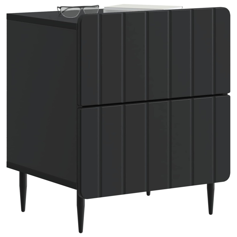 vidaXL Κομοδίνο 2 τεμ. Μαύρο 43 x 34,5 x 49,5 εκ Επεξεργασμένο Ξύλο
