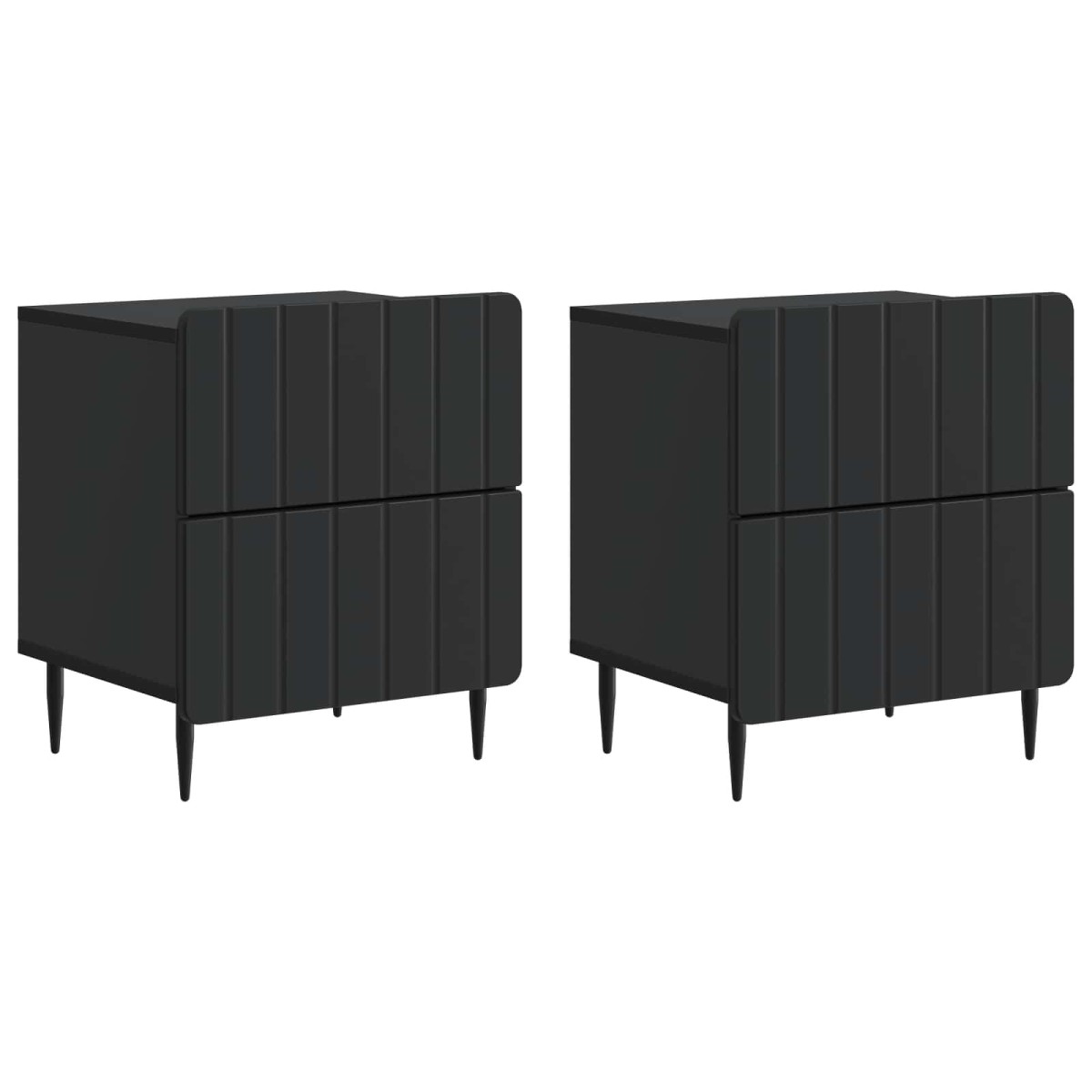 vidaXL Κομοδίνο 2 τεμ. Μαύρο 43 x 34,5 x 49,5 εκ Επεξεργασμένο Ξύλο
