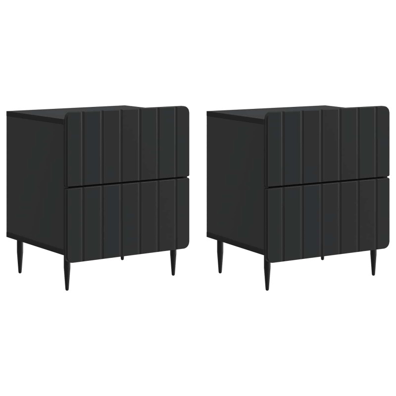 vidaXL Κομοδίνο 2 τεμ. Μαύρο 43 x 34,5 x 49,5 εκ Επεξεργασμένο Ξύλο