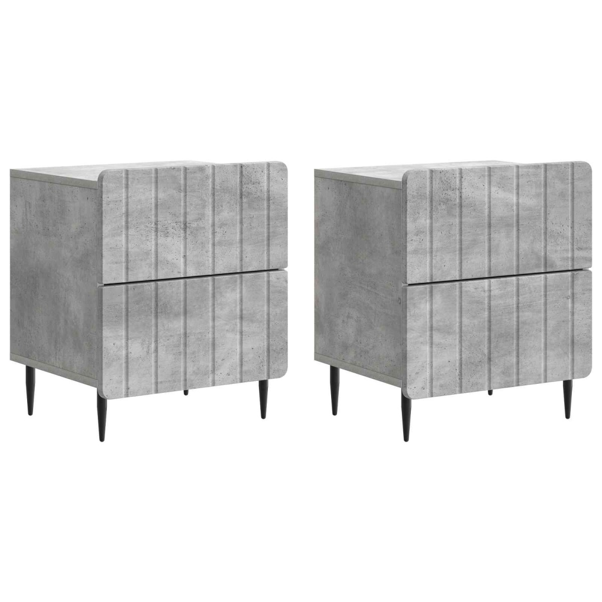vidaXL Κομοδίνο 2 τεμ. Γκρι Σκυροδέματος 43 x 34,5 x 49,5 εκ