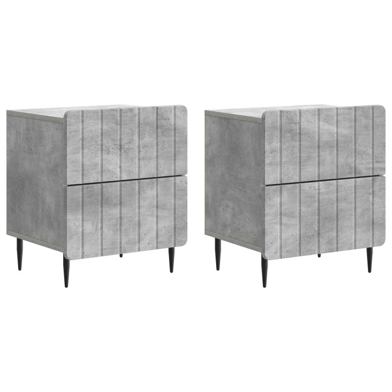 vidaXL Κομοδίνο 2 τεμ. Γκρι Σκυροδέματος 43 x 34,5 x 49,5 εκ