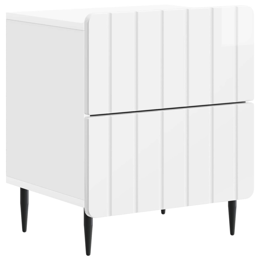 vidaXL Κομοδίνο Γυαλιστερό Λευκό 43 x 34,5 x 49,5 εκ