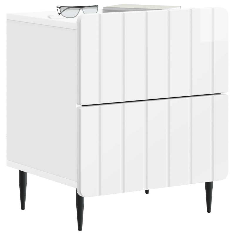 vidaXL Κομοδίνο 2 τεμ. Γυαλιστερό Λευκό 43 x 34,5 x 49,5 εκ