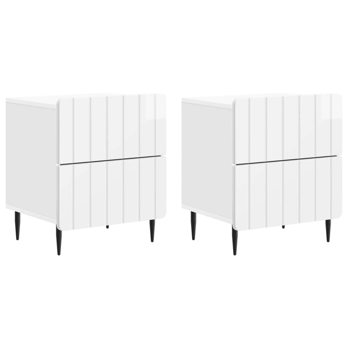 vidaXL Κομοδίνο 2 τεμ. Γυαλιστερό Λευκό 43 x 34,5 x 49,5 εκ