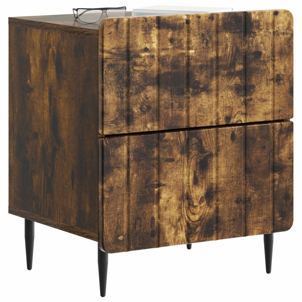vidaXL Κομοδίνο 2 τεμ. Καπνισμένο Ξύλο Δρυός 43 x 34,5 x 49,5 εκ