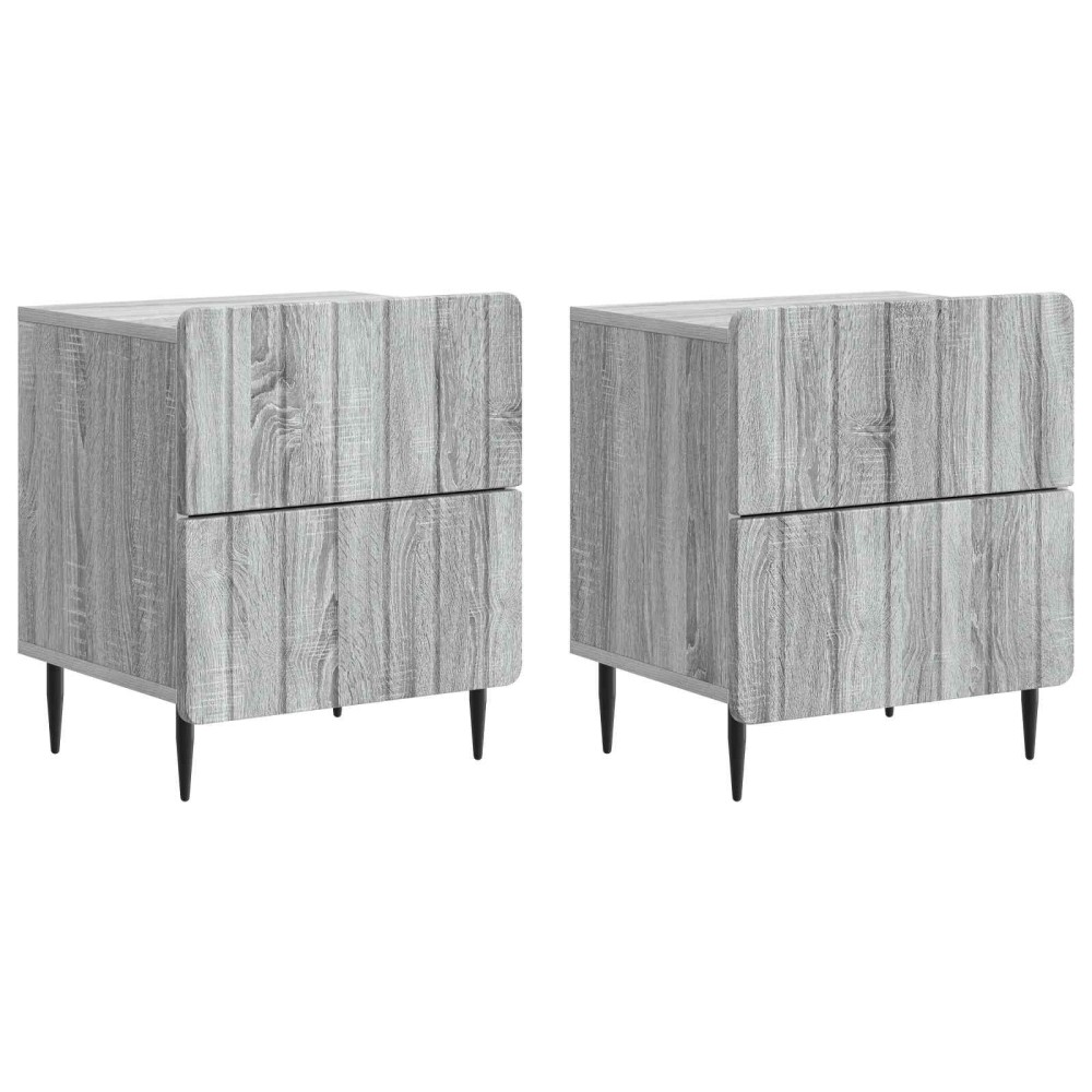 vidaXL Κομοδίνο 2 τεμ. Γκρι Sonoma 43 x 34,5 x 49,5 εκ
