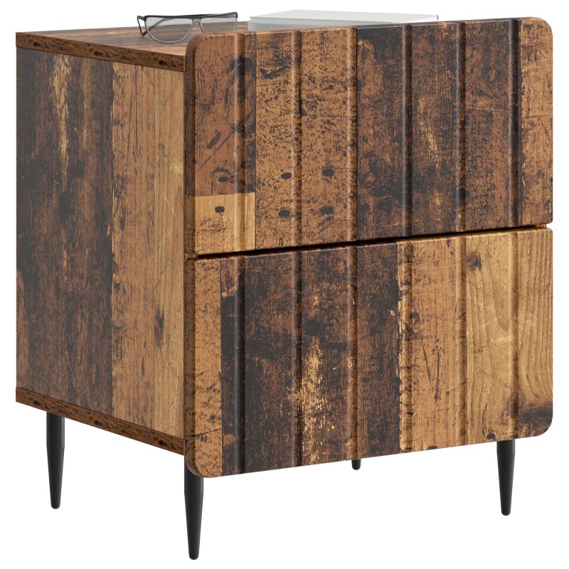 vidaXL Κομοδίνο 2 τεμ. Παλαιωμένο ξύλο 43 x 34,5 x 49,5 εκ