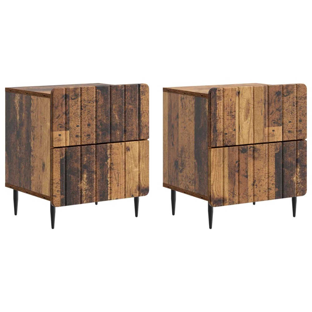 vidaXL Κομοδίνο 2 τεμ. Παλαιωμένο ξύλο 43 x 34,5 x 49,5 εκ