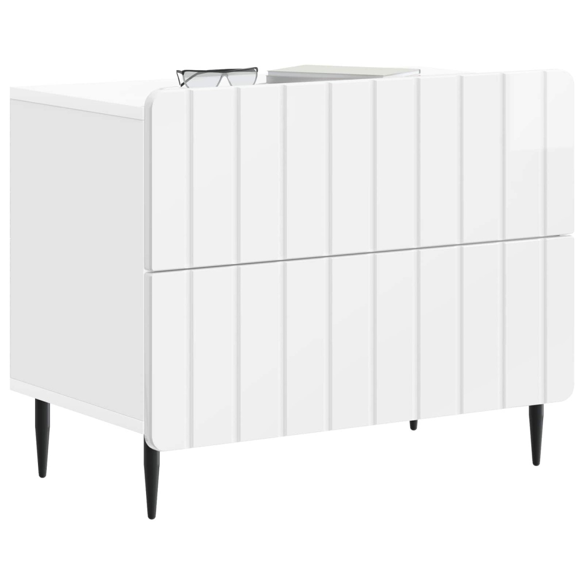 vidaXL Κομοδίνο Γυαλιστερό Λευκό 62 x 34,5 x 49,5 εκ.