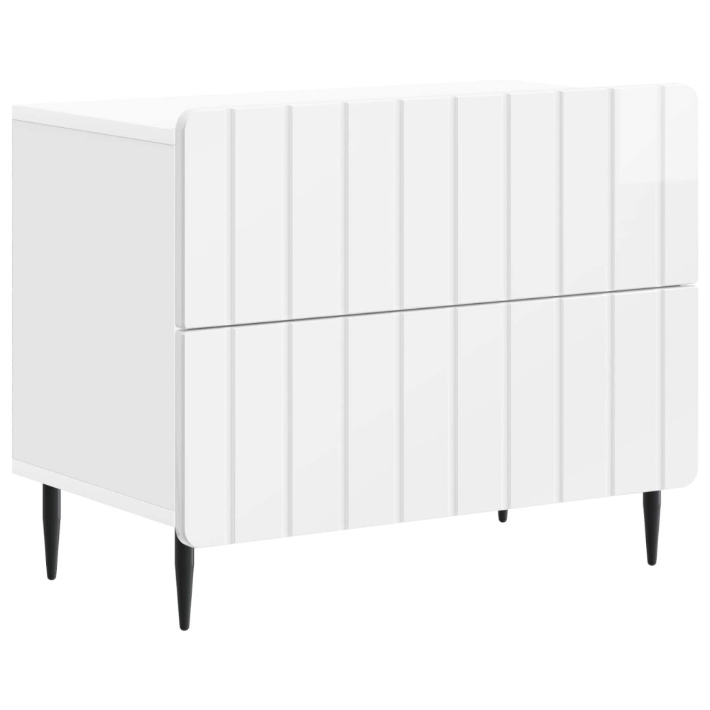 vidaXL Κομοδίνο Γυαλιστερό Λευκό 62 x 34,5 x 49,5 εκ.