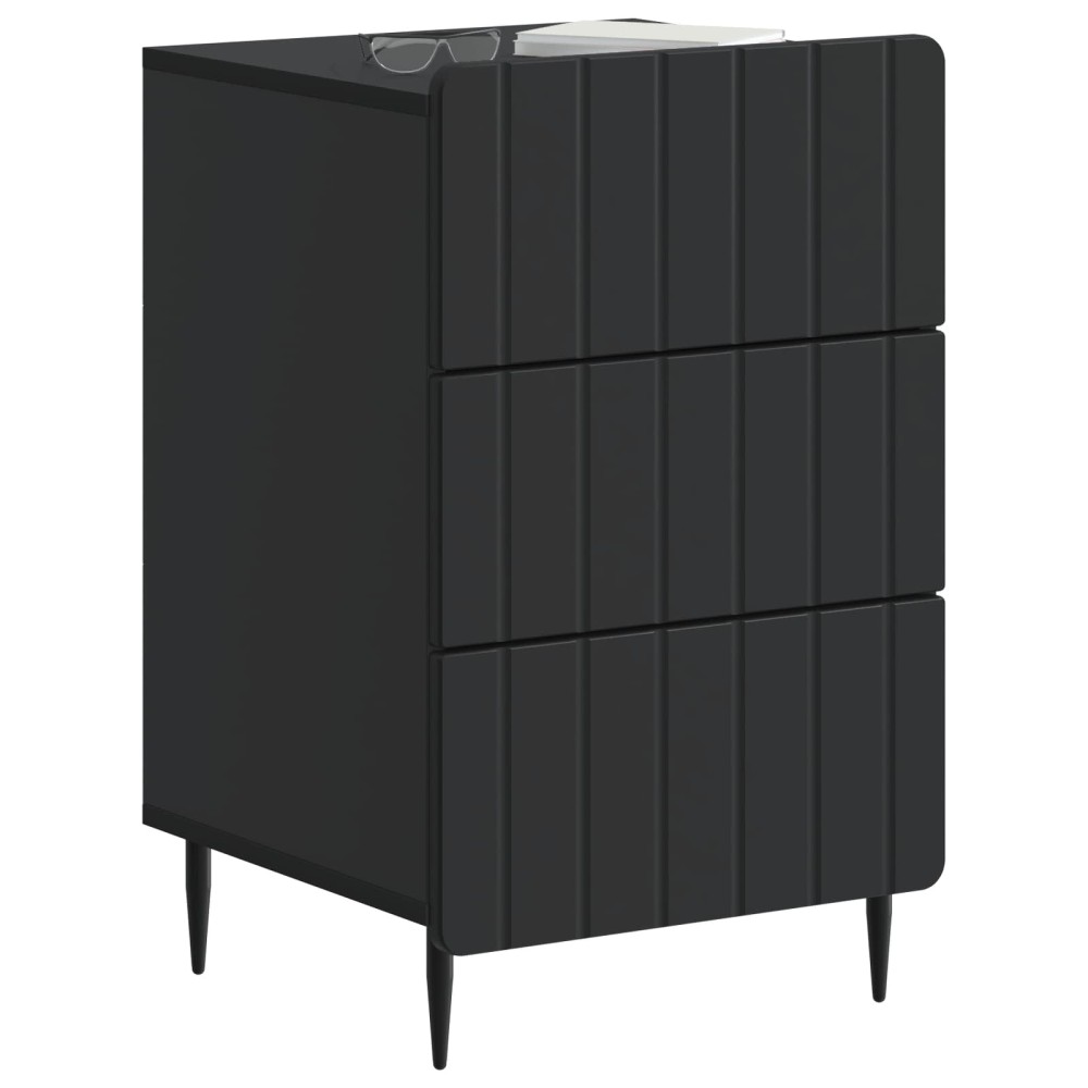 vidaXL Κομοδίνο με συρτάρι Μαύρο 43x 41 x 68 εκ Επεξεργασμένο Ξύλο