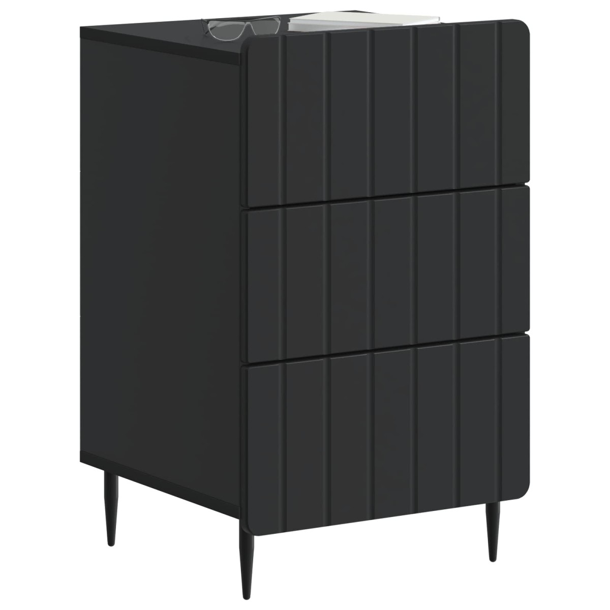 vidaXL Κομοδίνο με συρτάρι Μαύρο 43x 41 x 68 εκ Επεξεργασμένο Ξύλο