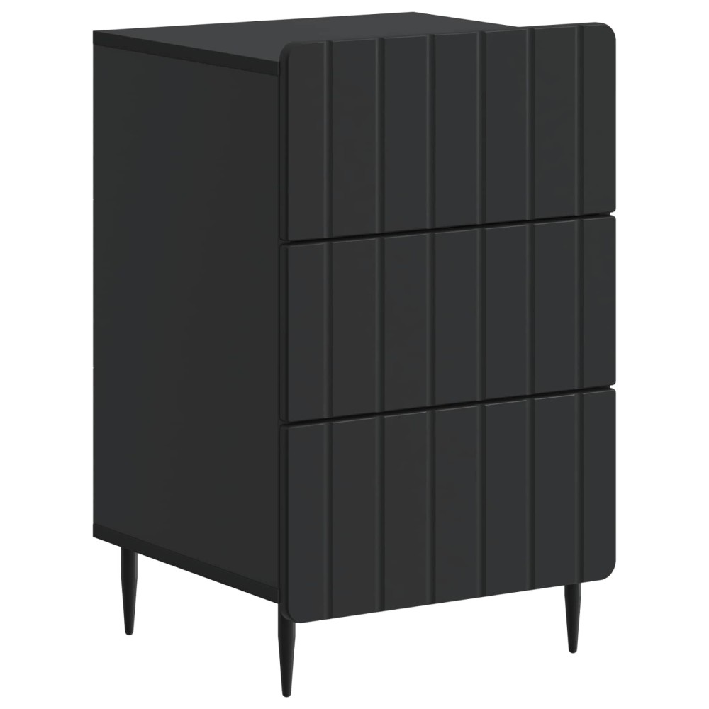 vidaXL Κομοδίνο με συρτάρι Μαύρο 43x 41 x 68 εκ Επεξεργασμένο Ξύλο