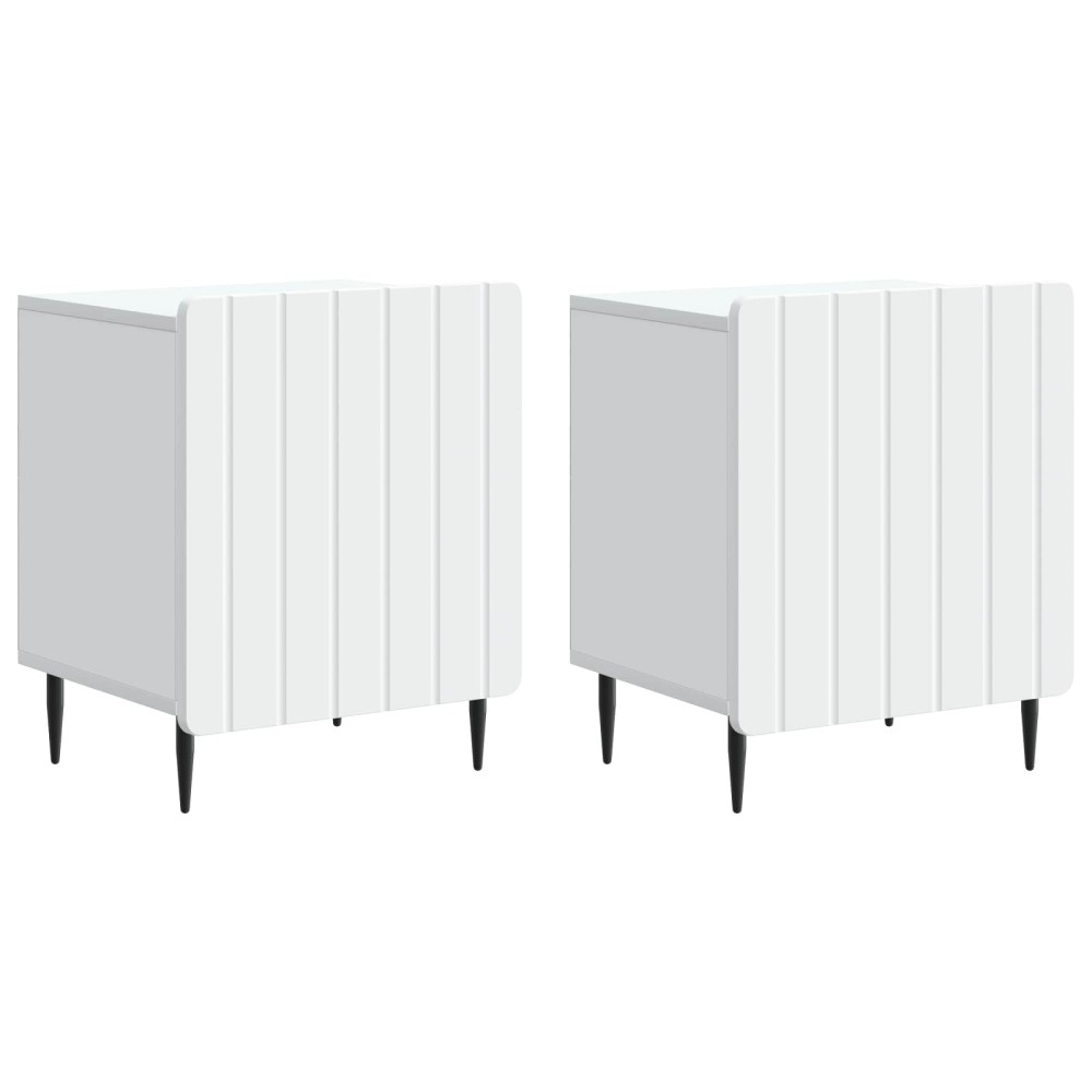 vidaXL Κομοδίνο 2 τεμ. Λευκό 43 x 34,5 x 52 εκ Επεξεργασμένο Ξύλο