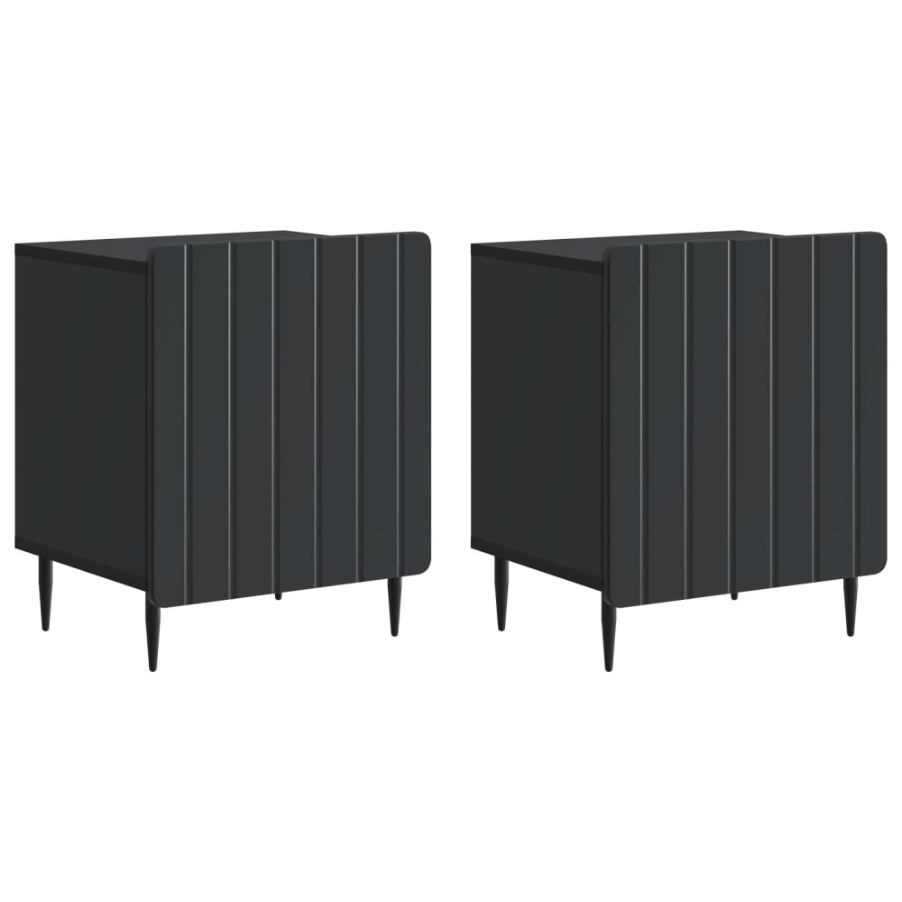 vidaXL Κομοδίνο 2 τεμ. Μαύρο 43 x 34,5 x 52 εκ Επεξεργασμένο Ξύλο