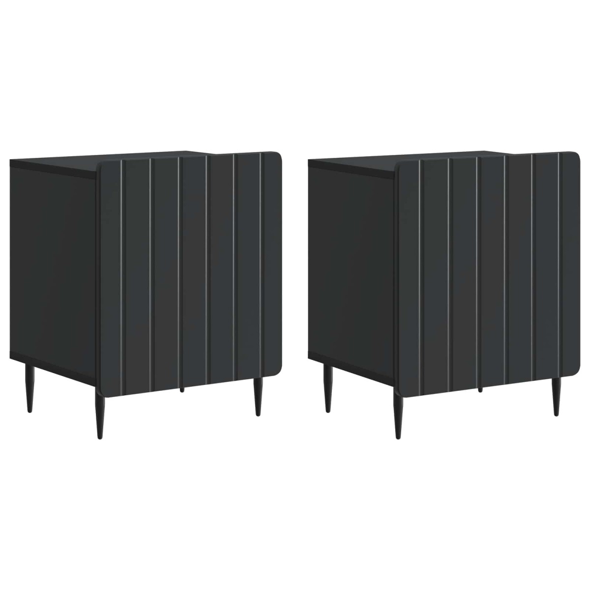 vidaXL Κομοδίνο 2 τεμ. Μαύρο 43 x 34,5 x 52 εκ Επεξεργασμένο Ξύλο