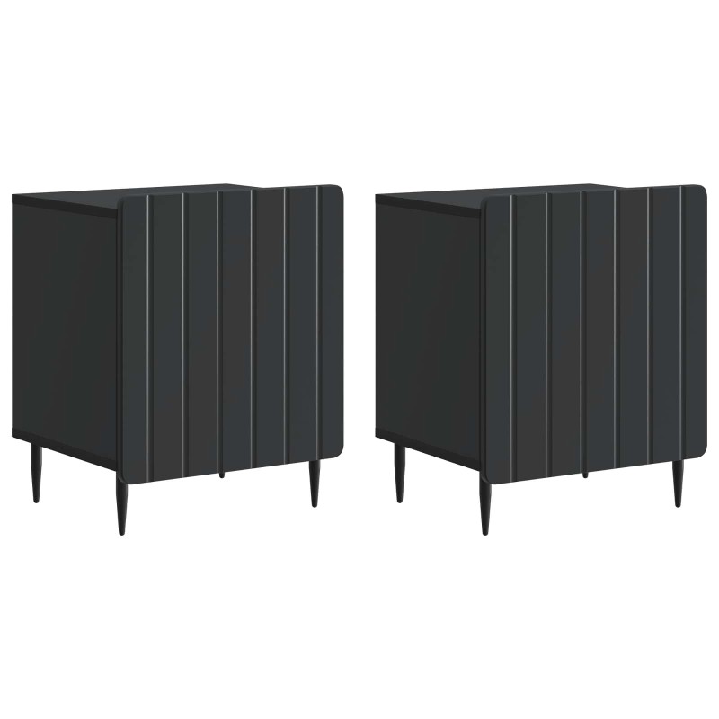 vidaXL Κομοδίνο 2 τεμ. Μαύρο 43 x 34,5 x 52 εκ Επεξεργασμένο Ξύλο
