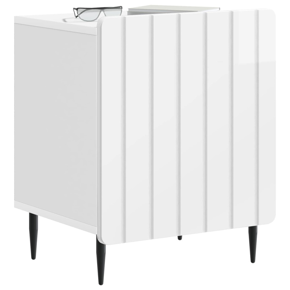 vidaXL Κομοδίνο Γυαλιστερό Λευκό 43 x 34,5 x 52 εκ Επεξεργασμένο Ξύλο