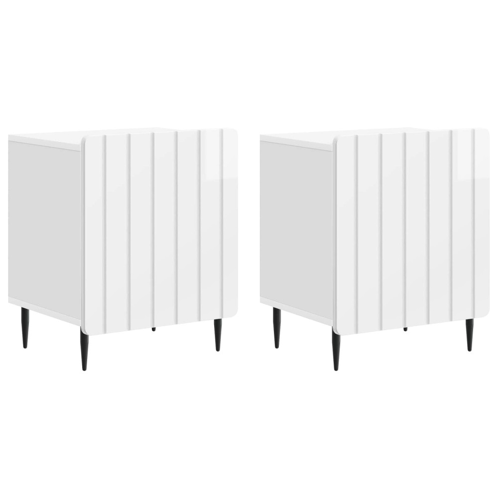 vidaXL Κομοδίνο 2 τεμ. Γυαλιστερό Λευκό 43 x 34,5 x 52 εκ