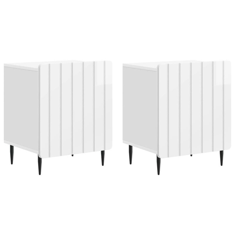 vidaXL Κομοδίνο 2 τεμ. Γυαλιστερό Λευκό 43 x 34,5 x 52 εκ