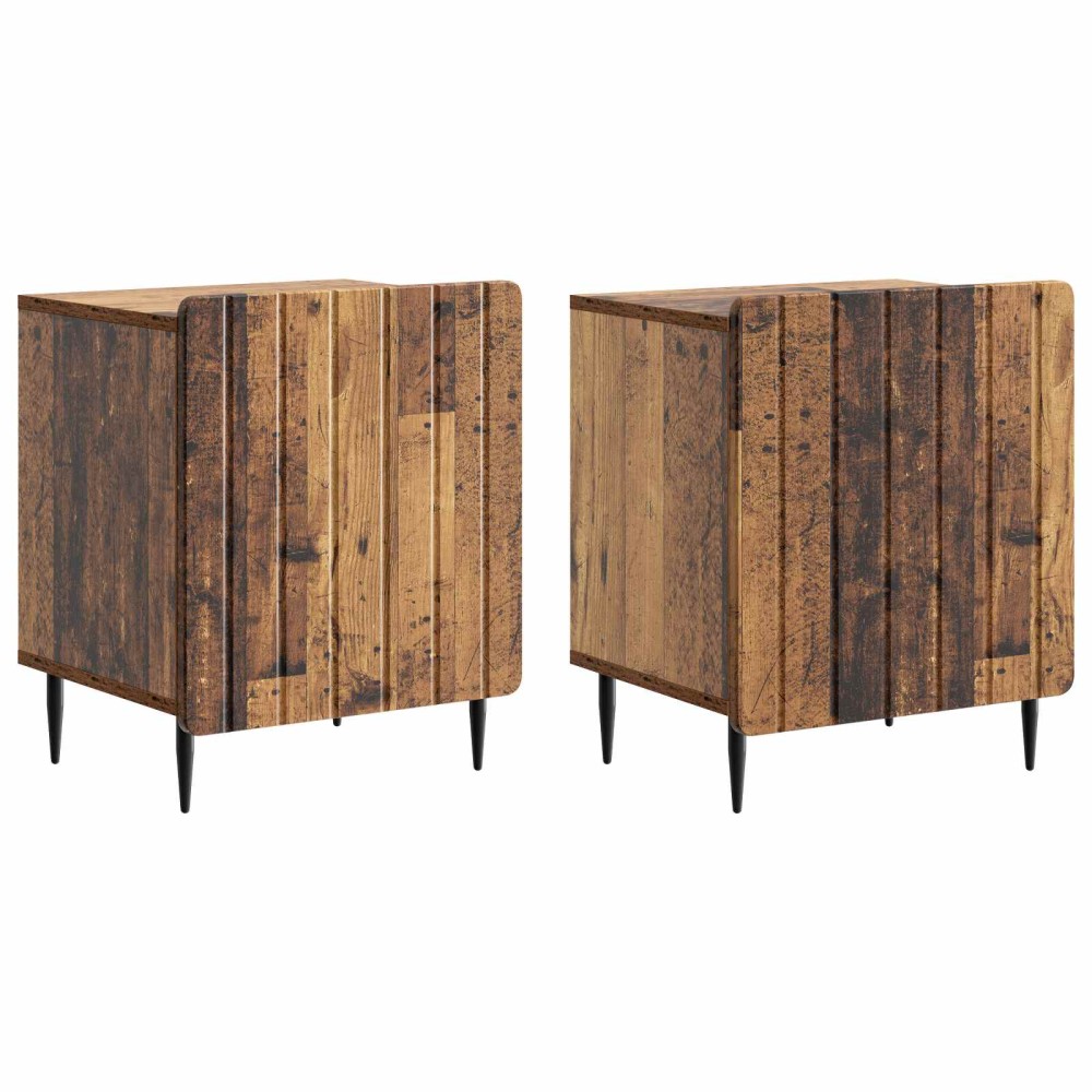 vidaXL Κομοδίνο 2 τεμ. Παλαιωμένο ξύλο 43 x 34,5 x 52 εκ