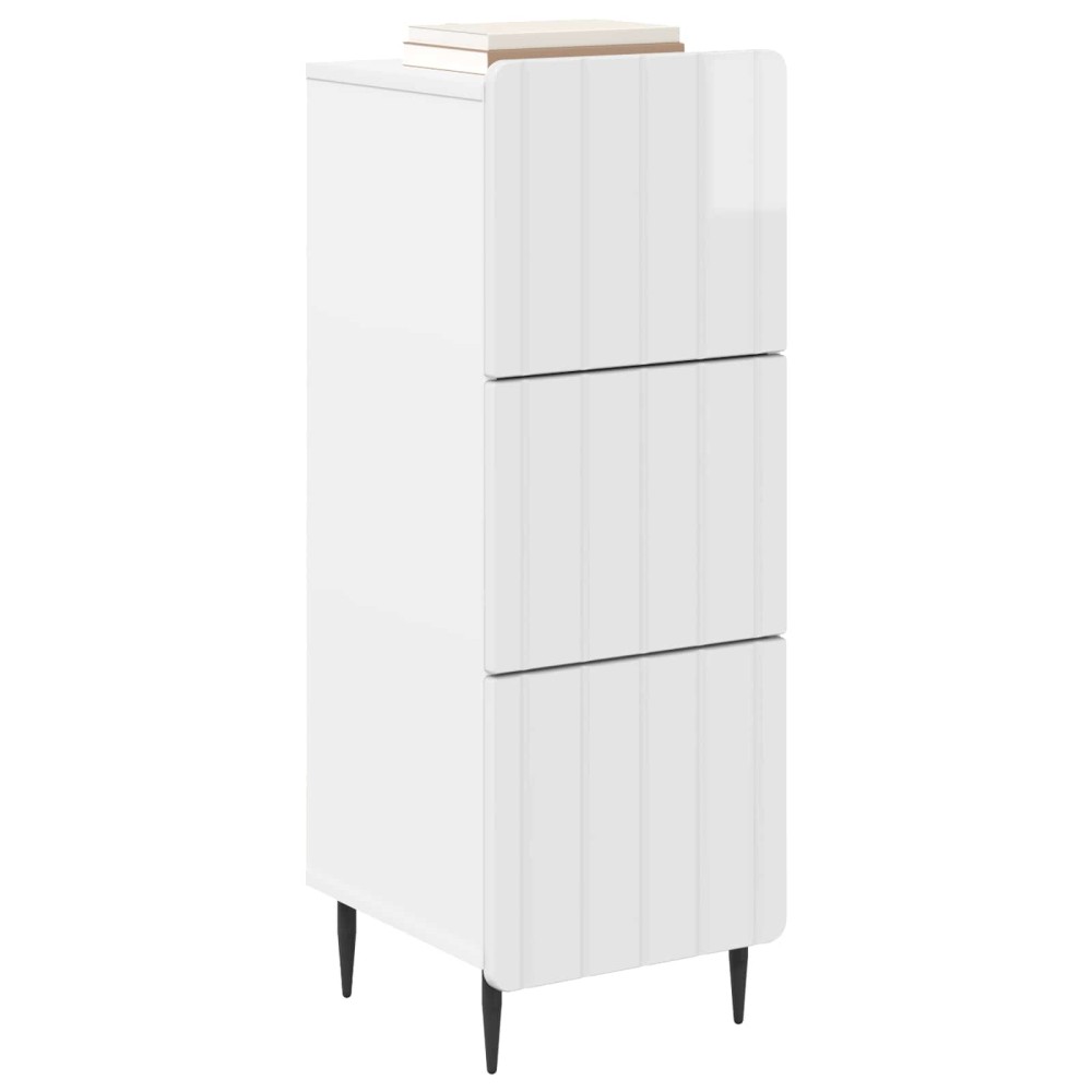 vidaXL Ντουλάπι με Συρτάρια Γυαλιστερό Λευκό 33 x 34,5 x 92 εκ.