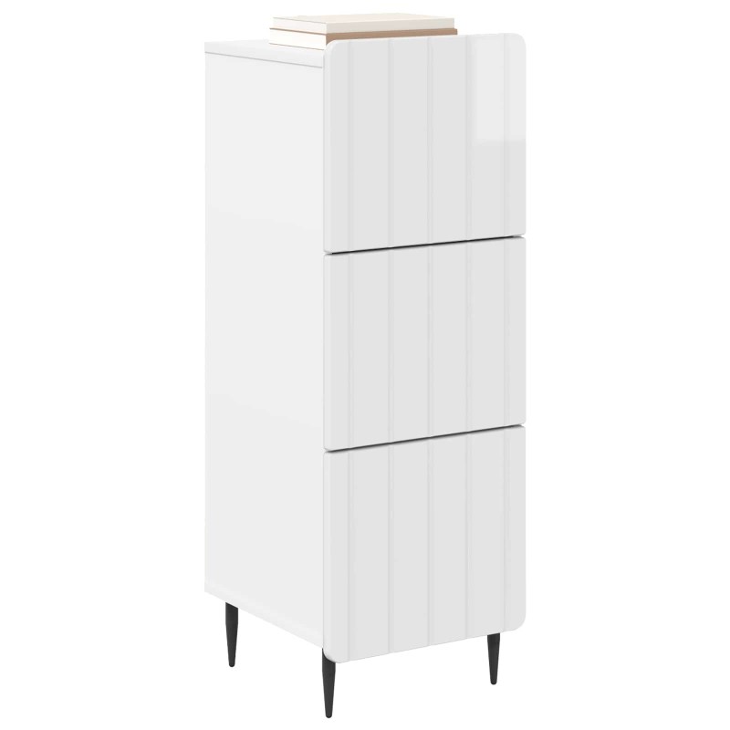 vidaXL Ντουλάπι με Συρτάρια Γυαλιστερό Λευκό 33 x 34,5 x 92 εκ.