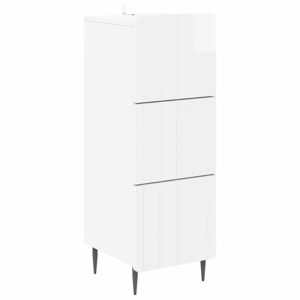 vidaXL Ντουλάπι με Συρτάρια Γυαλιστερό Λευκό 33 x 34,5 x 92 εκ.