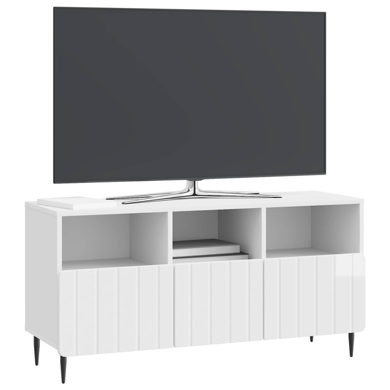 vidaXL Ντουλάπι TV με συρτάρι Γυαλιστερό Λευκό 102 x 34,5 x 50 εκ.