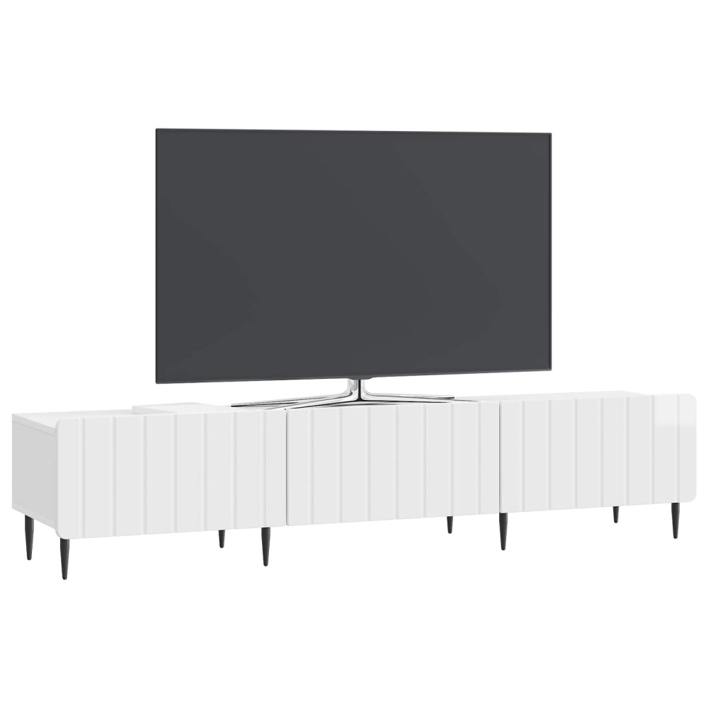 vidaXL Ντουλάπι TV με συρτάρι Γυαλιστερό Λευκό 147 x 34,5 x 32 εκ