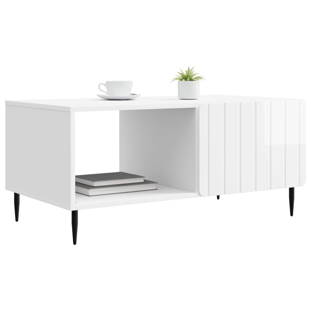 vidaXL Τραπεζάκι σαλονιού Γυαλιστερό Λευκό 90 x 50 x 40 cm