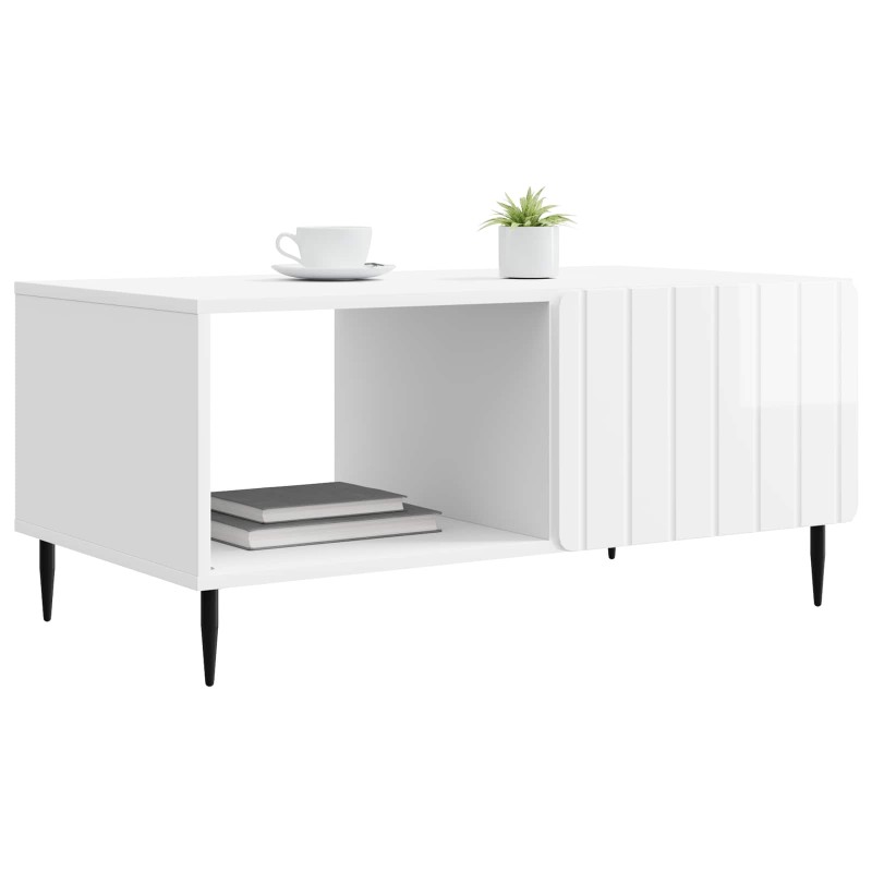 vidaXL Τραπεζάκι σαλονιού Γυαλιστερό Λευκό 90 x 50 x 40 cm