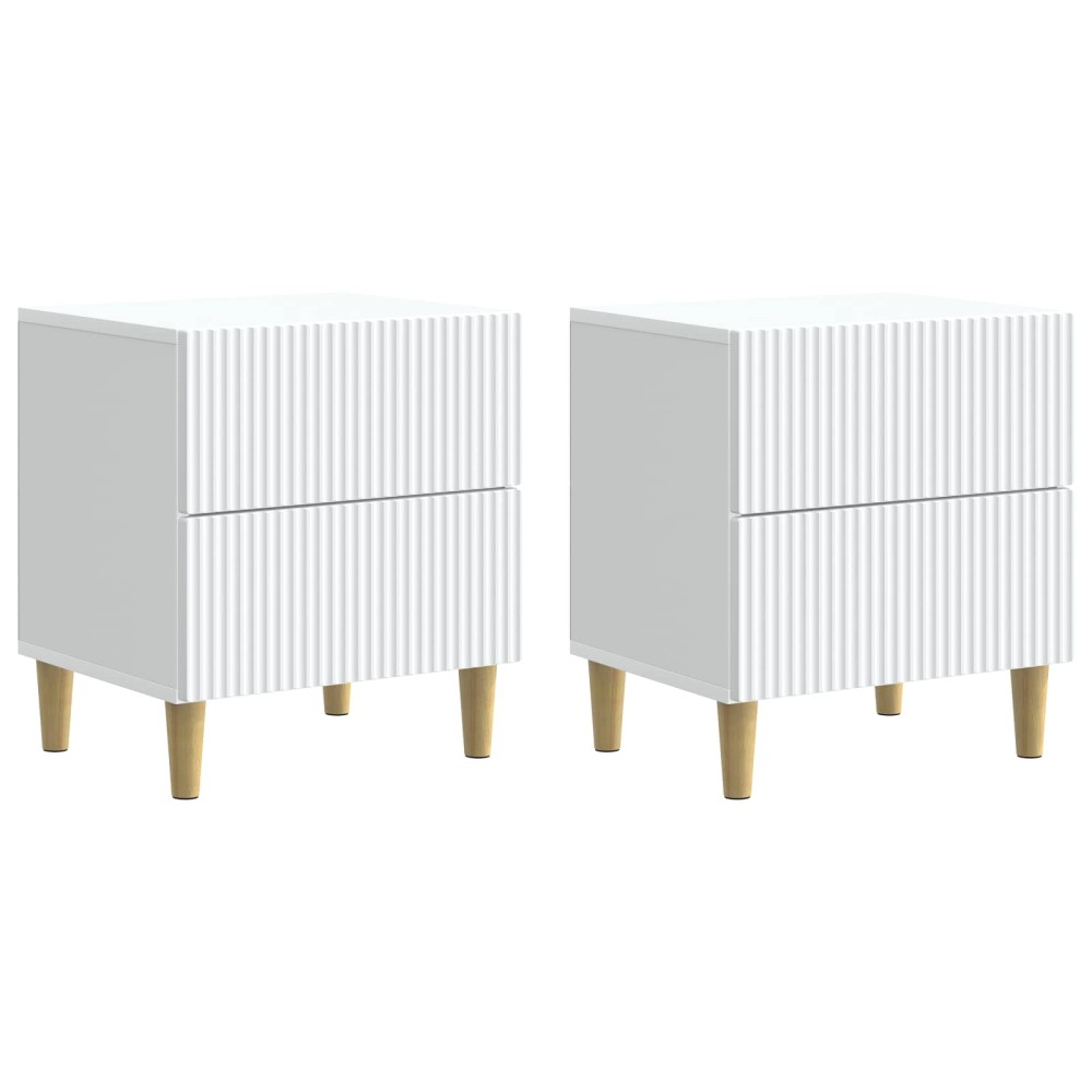 vidaXL Κομοδίνο 2 τεμ. Λευκό 43 x 34,5 x 48 εκ Επεξεργασμένο Ξύλο