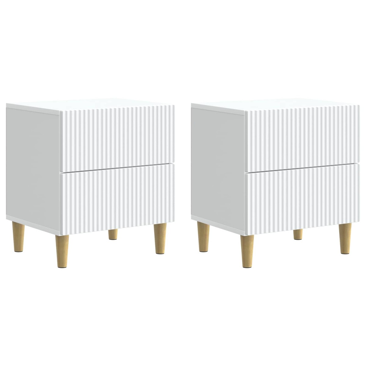 vidaXL Κομοδίνο 2 τεμ. Λευκό 43 x 34,5 x 48 εκ Επεξεργασμένο Ξύλο
