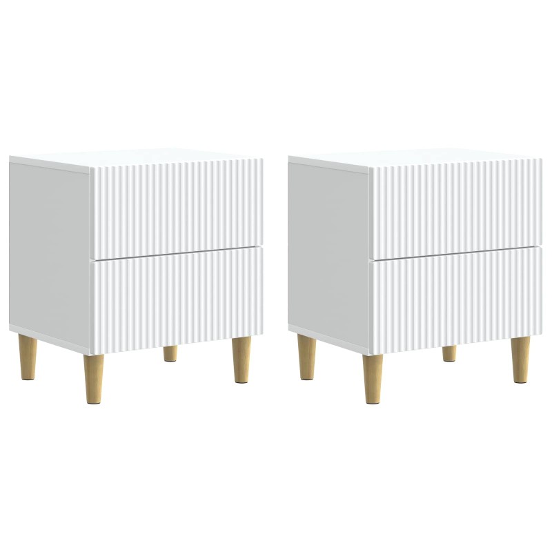vidaXL Κομοδίνο 2 τεμ. Λευκό 43 x 34,5 x 48 εκ Επεξεργασμένο Ξύλο