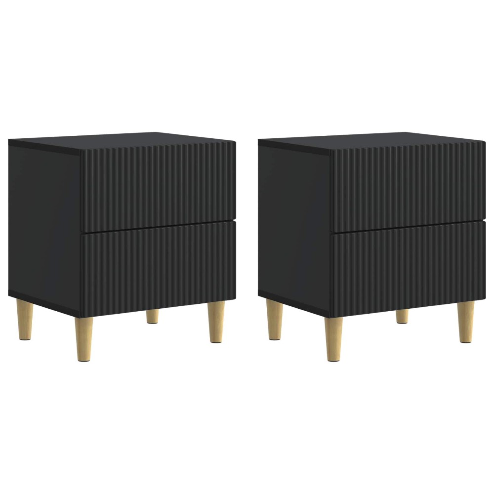 vidaXL Κομοδίνο 2 τεμ. Μαύρο 43 x 34,5 x 48 εκ Επεξεργασμένο Ξύλο