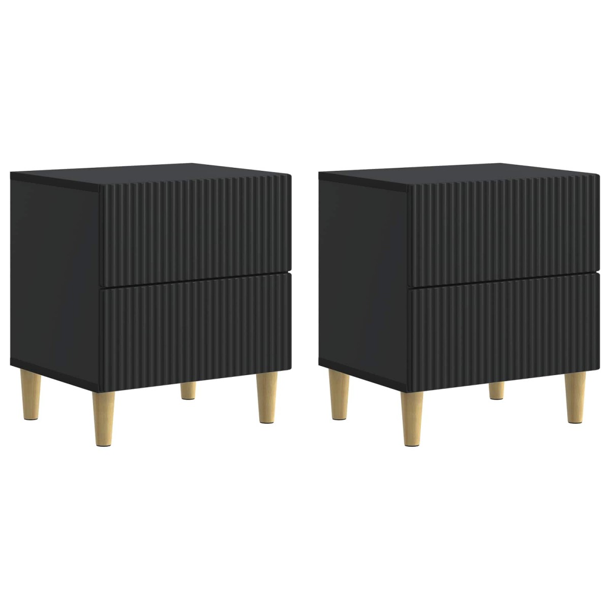 vidaXL Κομοδίνο 2 τεμ. Μαύρο 43 x 34,5 x 48 εκ Επεξεργασμένο Ξύλο