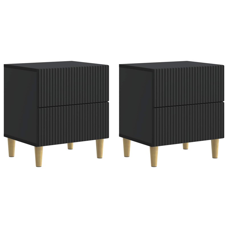 vidaXL Κομοδίνο 2 τεμ. Μαύρο 43 x 34,5 x 48 εκ Επεξεργασμένο Ξύλο