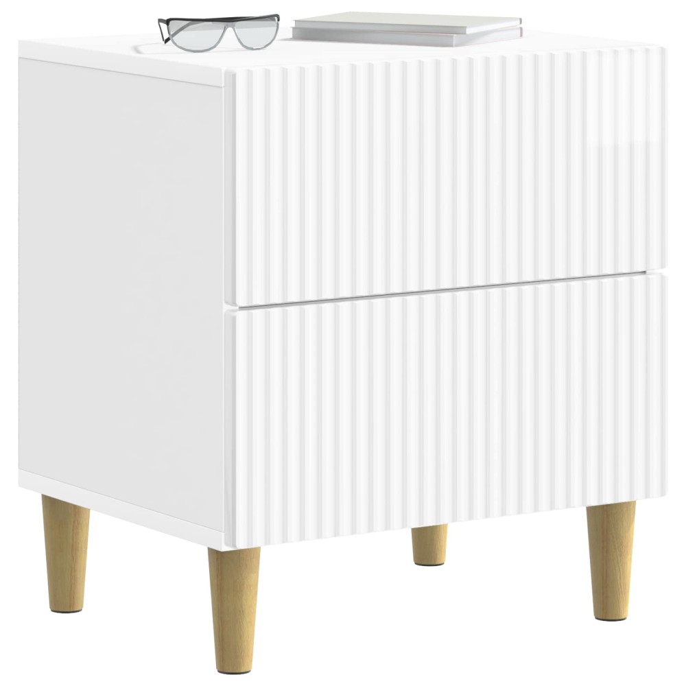 vidaXL Κομοδίνο 2 τεμ. Γυαλιστερό Λευκό 43 x 34,5 x 48 εκ