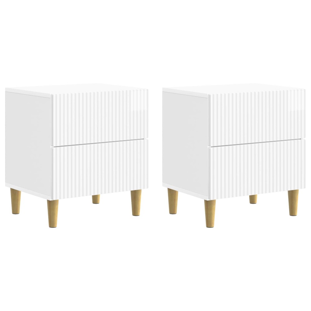 vidaXL Κομοδίνο 2 τεμ. Γυαλιστερό Λευκό 43 x 34,5 x 48 εκ