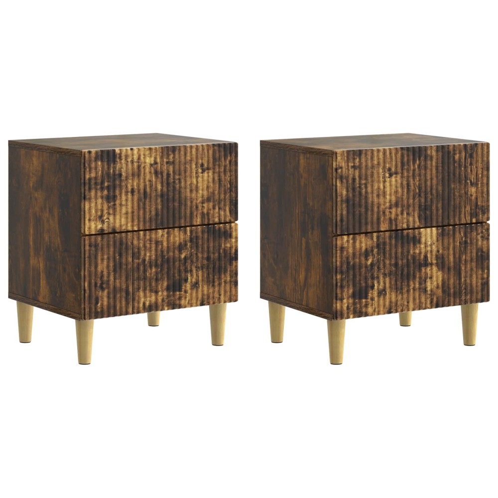 vidaXL Κομοδίνο 2 τεμ. Καπνισμένο Ξύλο Δρυός 43 x 34,5 x 48 εκ