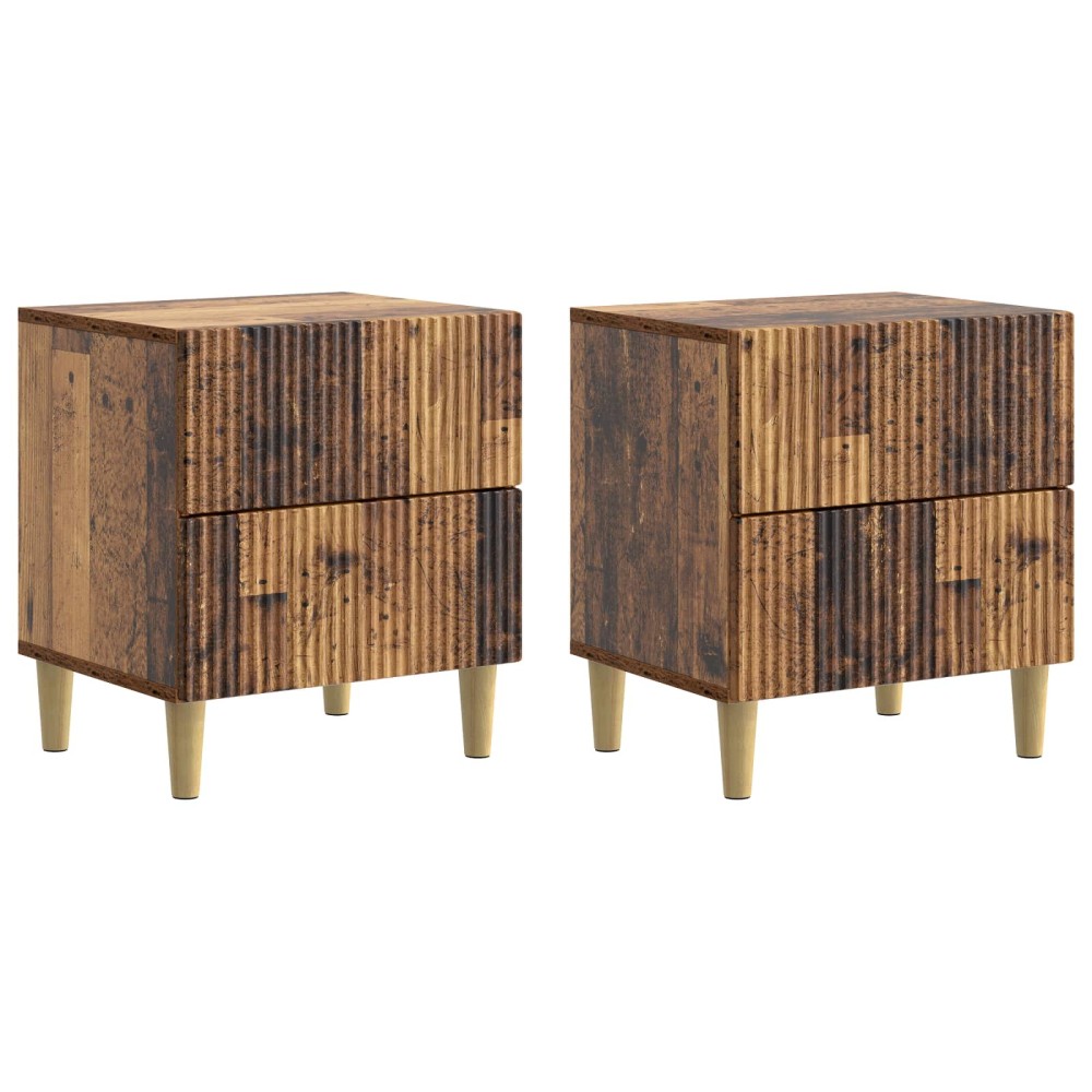 vidaXL Κομοδίνο 2 τεμ. Παλαιωμένο ξύλο 43 x 34,5 x 48 εκ