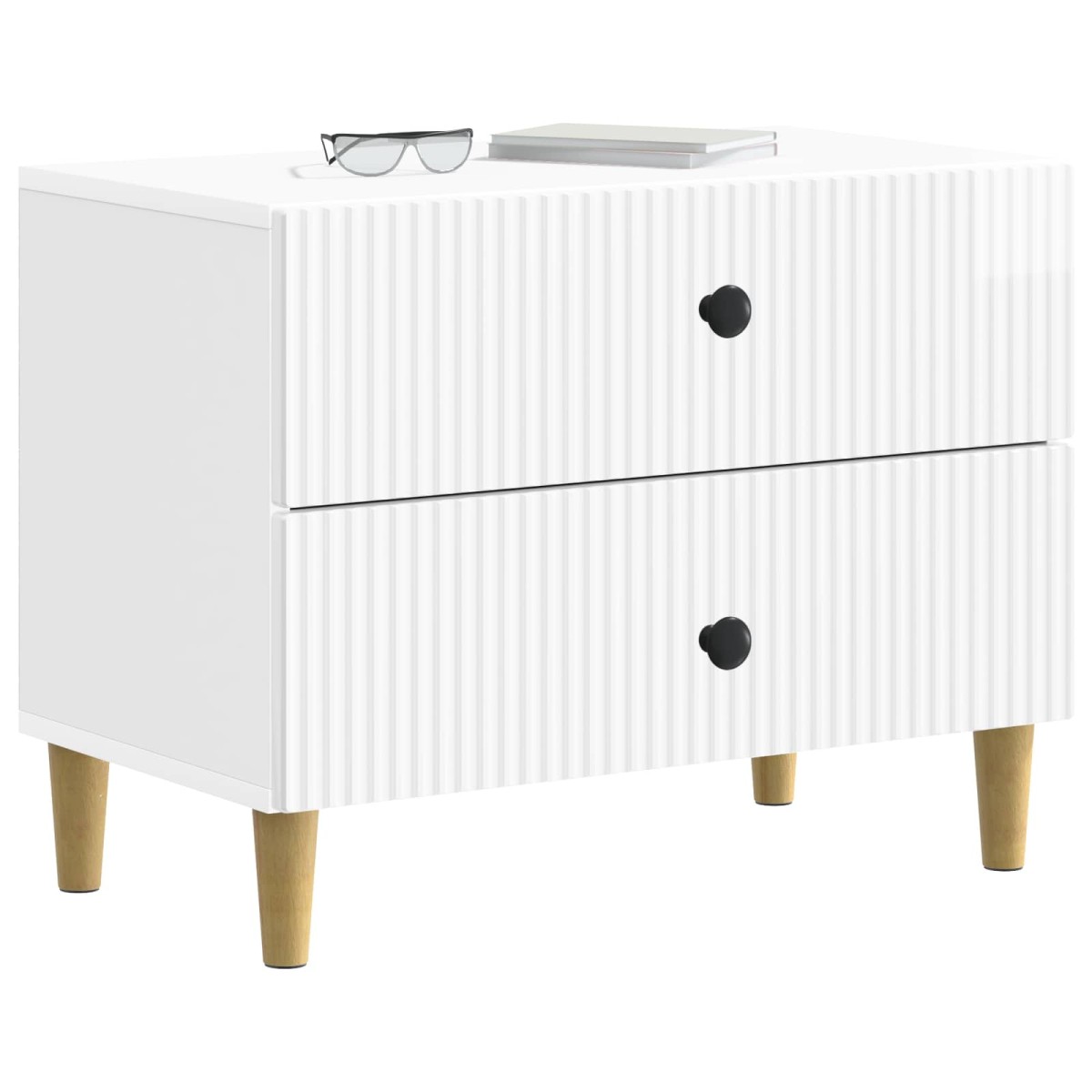 vidaXL Κομοδίνο Γυαλιστερό Λευκό 62 x 34,5 x 48 εκ Επεξεργασμένο Ξύλο