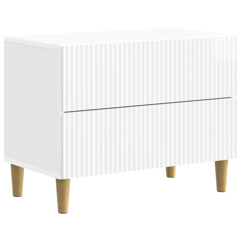 vidaXL Κομοδίνο Γυαλιστερό Λευκό 62 x 34,5 x 48 εκ Επεξεργασμένο Ξύλο