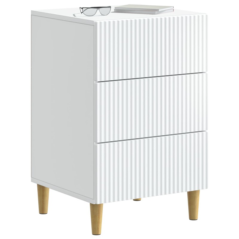 vidaXL Κομοδίνο με συρτάρι Λευκό 43 x 41 x 66,5 εκ. Επεξεργασμένο Ξύλο