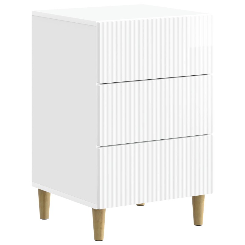 vidaXL Κομοδίνο Γυαλιστερό Λευκό 43 x 41 x 66,5 εκ. Επεξεργασμένο Ξύλο